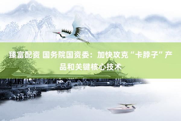 臻富配资 国务院国资委：加快攻克“卡脖子”产品和关键核心技术